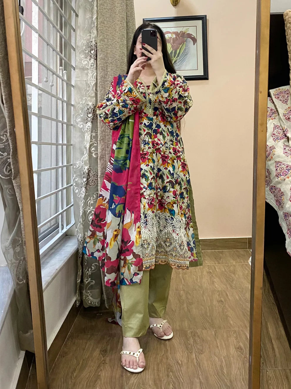 3 Piece-Embroidered Lawn Stitched Dress -127