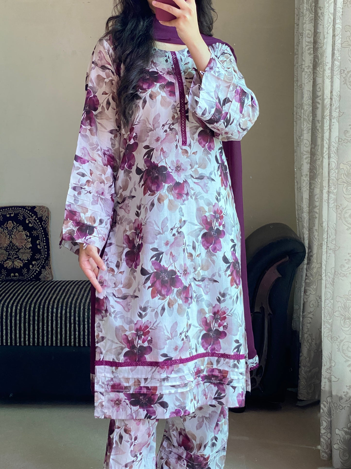 3 Piece - Lawn Printed Stitched Dress - 235