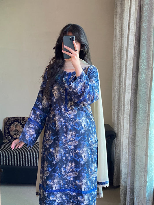 3 Piece - Lawn Printed Stitched Dress - 231