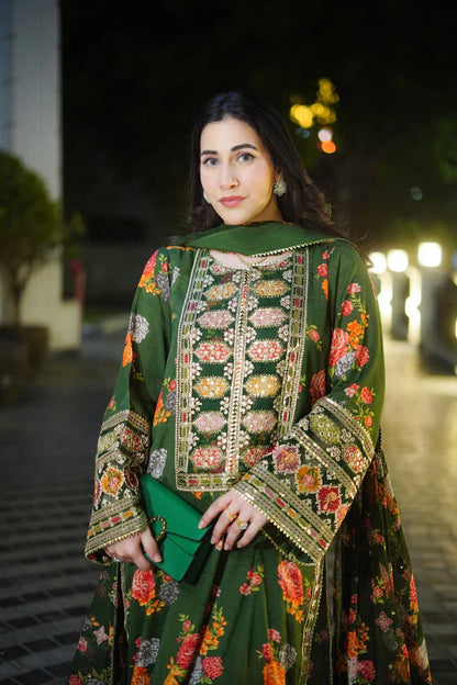 3-Piece Aneelas Silk Stitched Dress-219