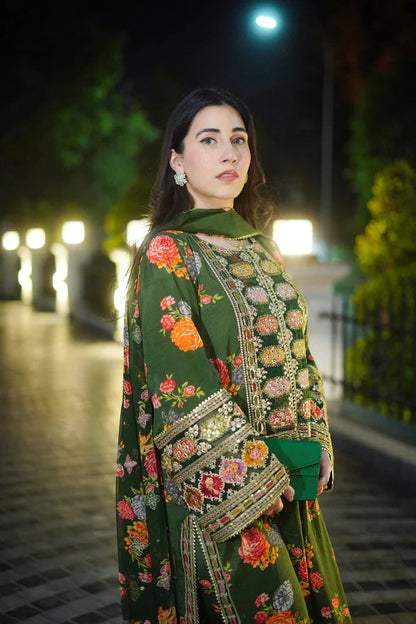 3-Piece Aneelas Silk Stitched Dress-219