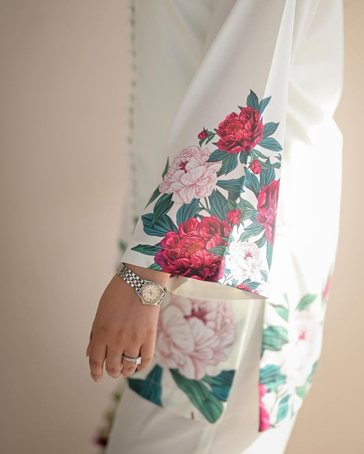 2 PC Printed Khaddar Suit - White 042