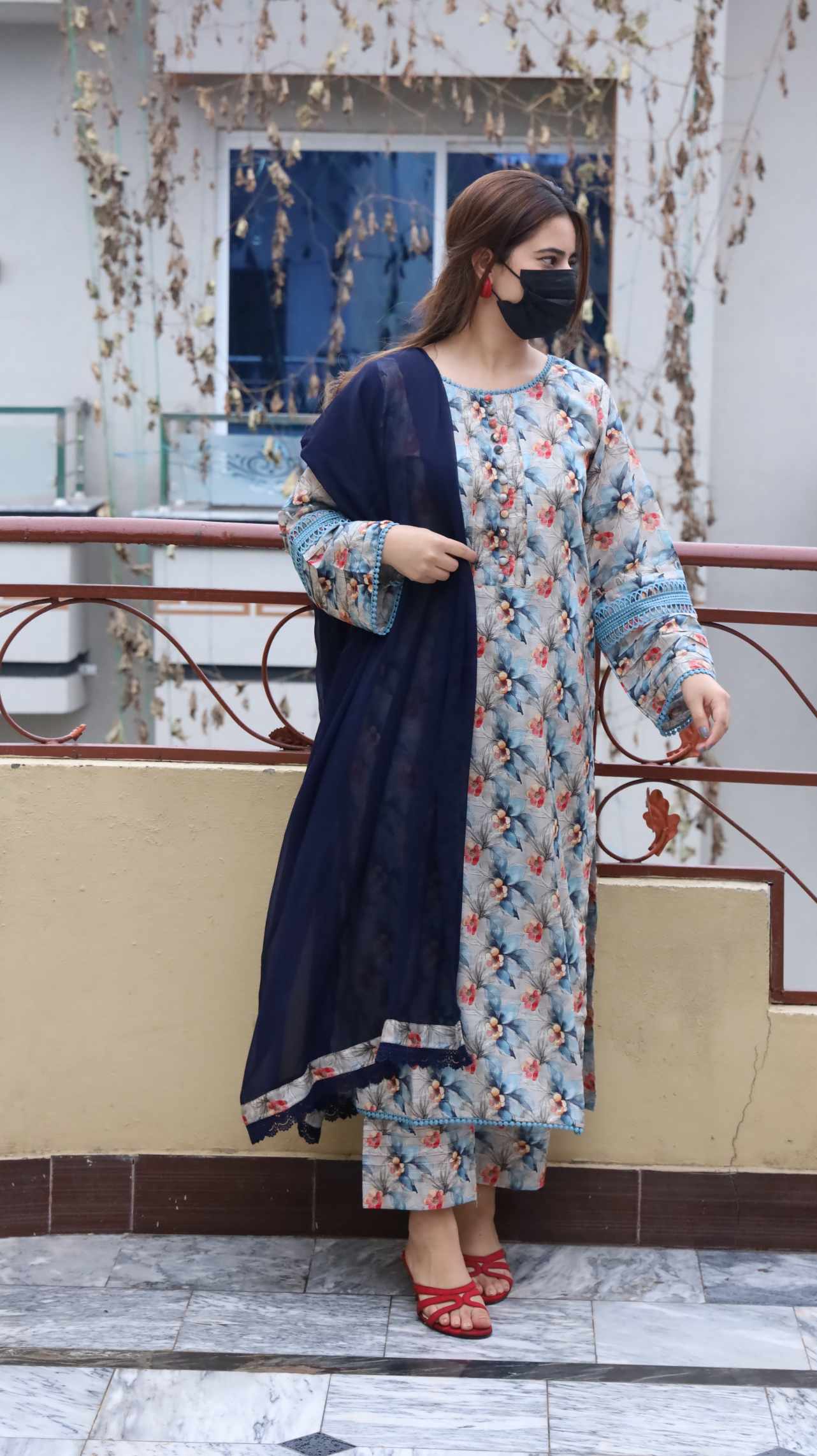 3 Piece -Bana Dora Lawn Stitched Dress - 080