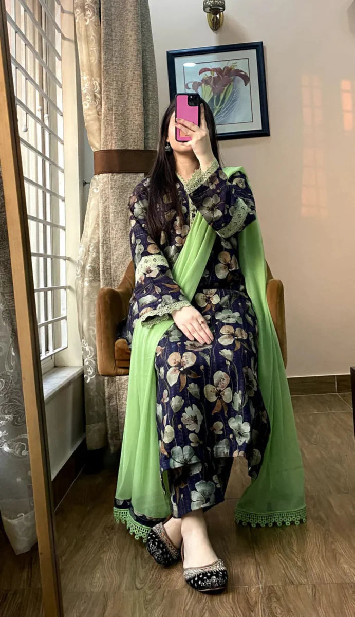 3 Piece -Doriya Linan Stitched Dress -054