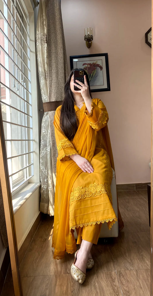 3 Piece -Lawn Solid Dress-101