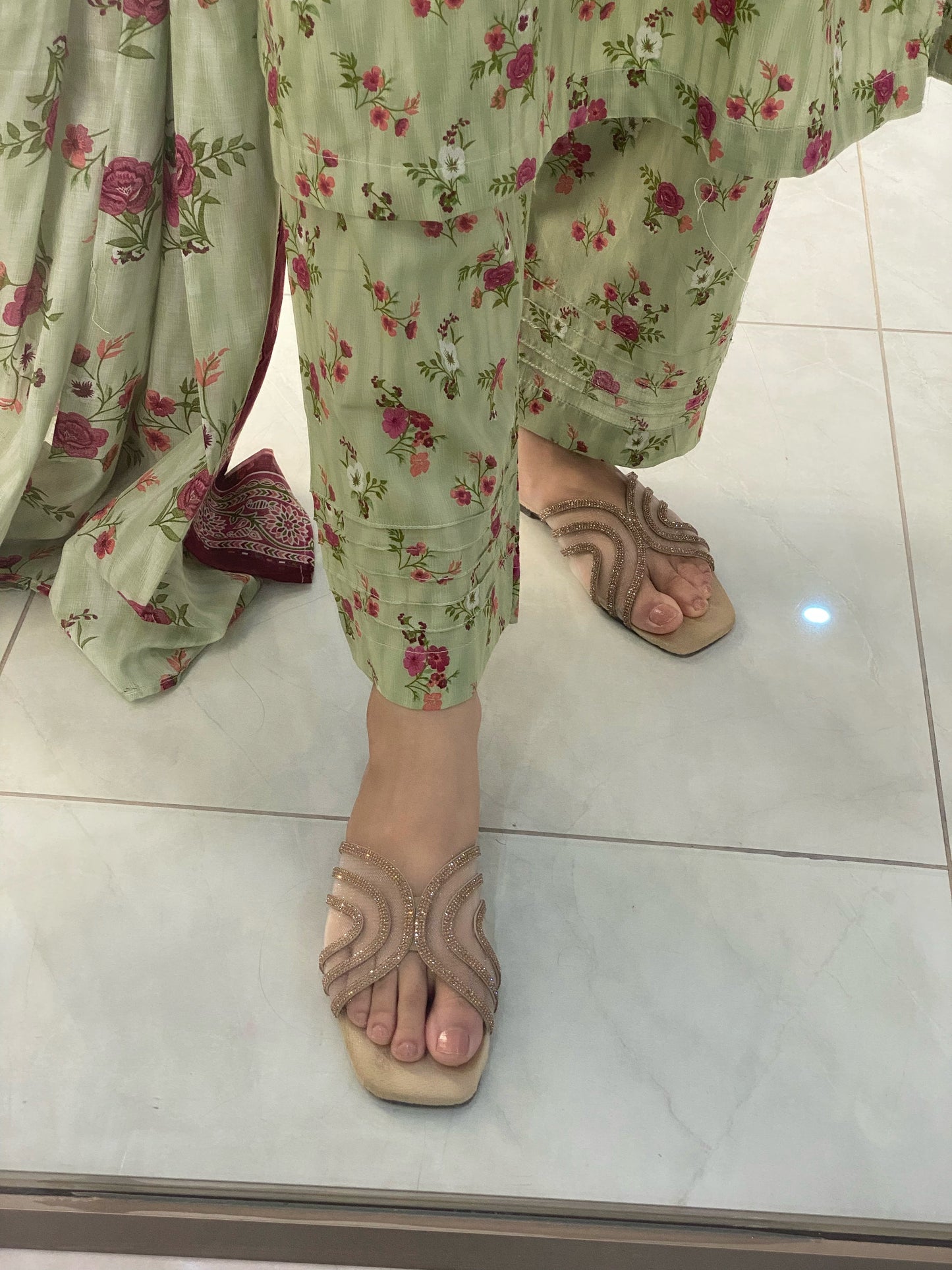 3 Piece -Pure  Lawn Stitched Dress - 096