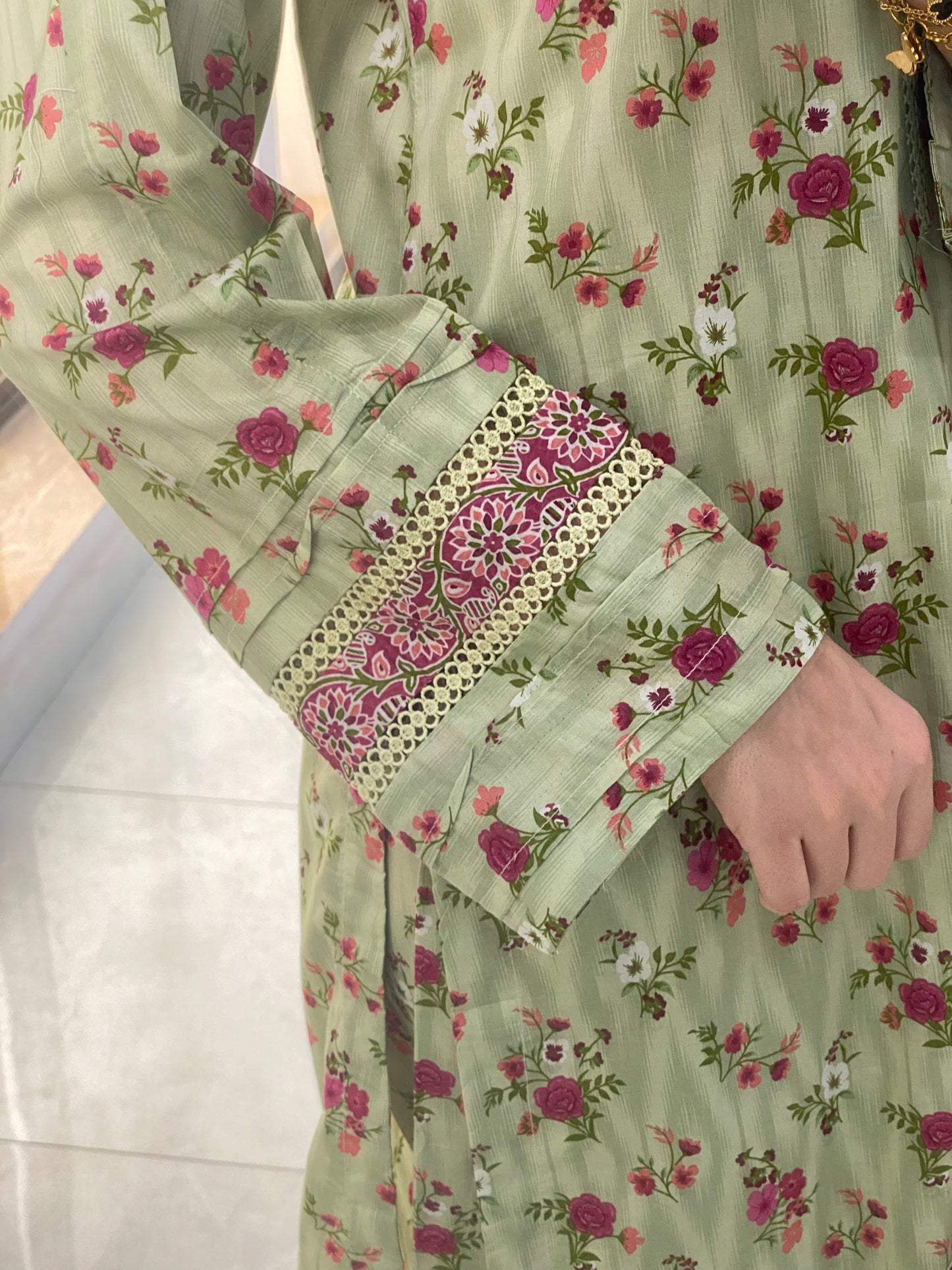 3 Piece -Pure  Lawn Stitched Dress - 096