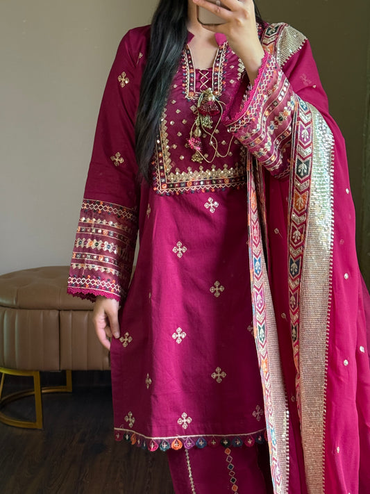 3 Piece - Embroidered Pure Lawn Suit-284