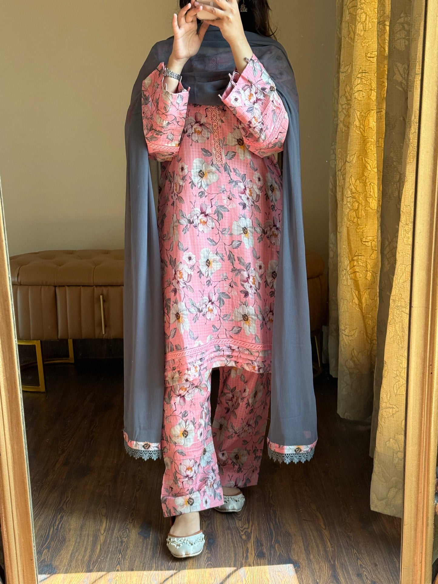 3-Piece Dobby Lawn Stitched Dress - 249