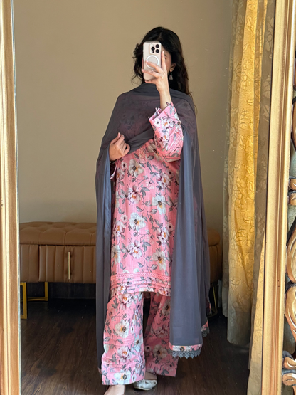 3-Piece Dobby Lawn Stitched Dress - 249