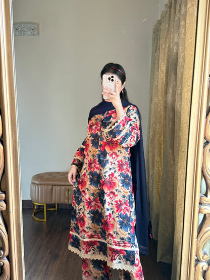 3-Piece Dobby Lawn Stitched Dress - 251