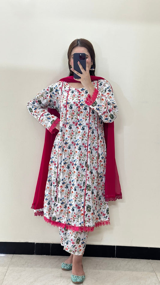3 Piece - Lawn Printed Stitched Dress - 089