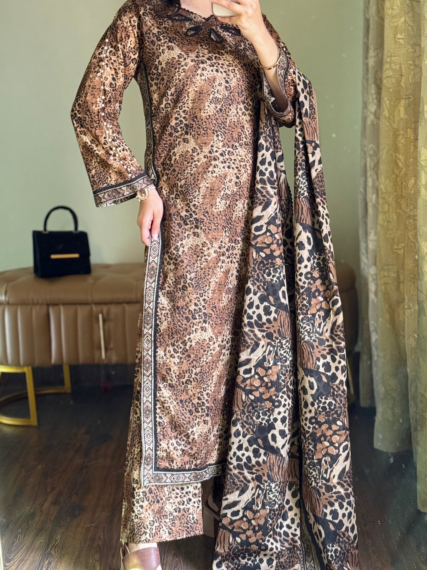 3-Piece Premium Lawn Stitched Dress -256