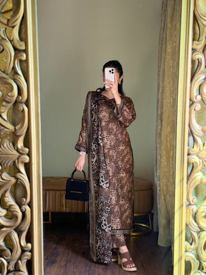 3-Piece Premium Lawn Stitched Dress -256