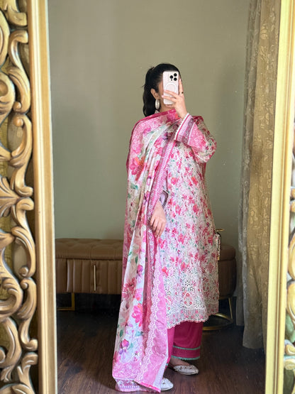 3 Piece-Embroided Lawn Stitched Dress -260