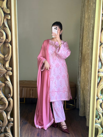 3-Piece Premium Lawn Stitched Dress -243