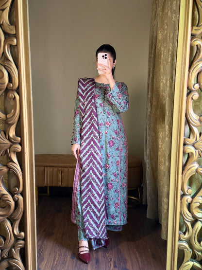 3-Piece Premium Lawn Stitched Dress -254