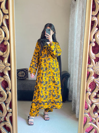 3-Piece Dobby Lawn Stitched Dress - 241