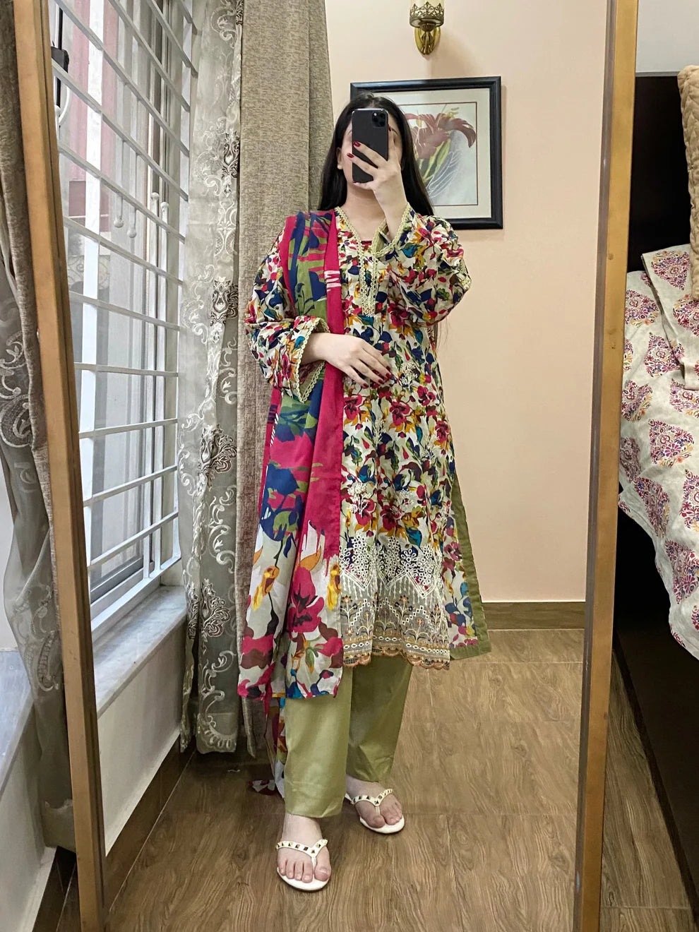 3 Piece-Embroidered Lawn Stitched Dress -127