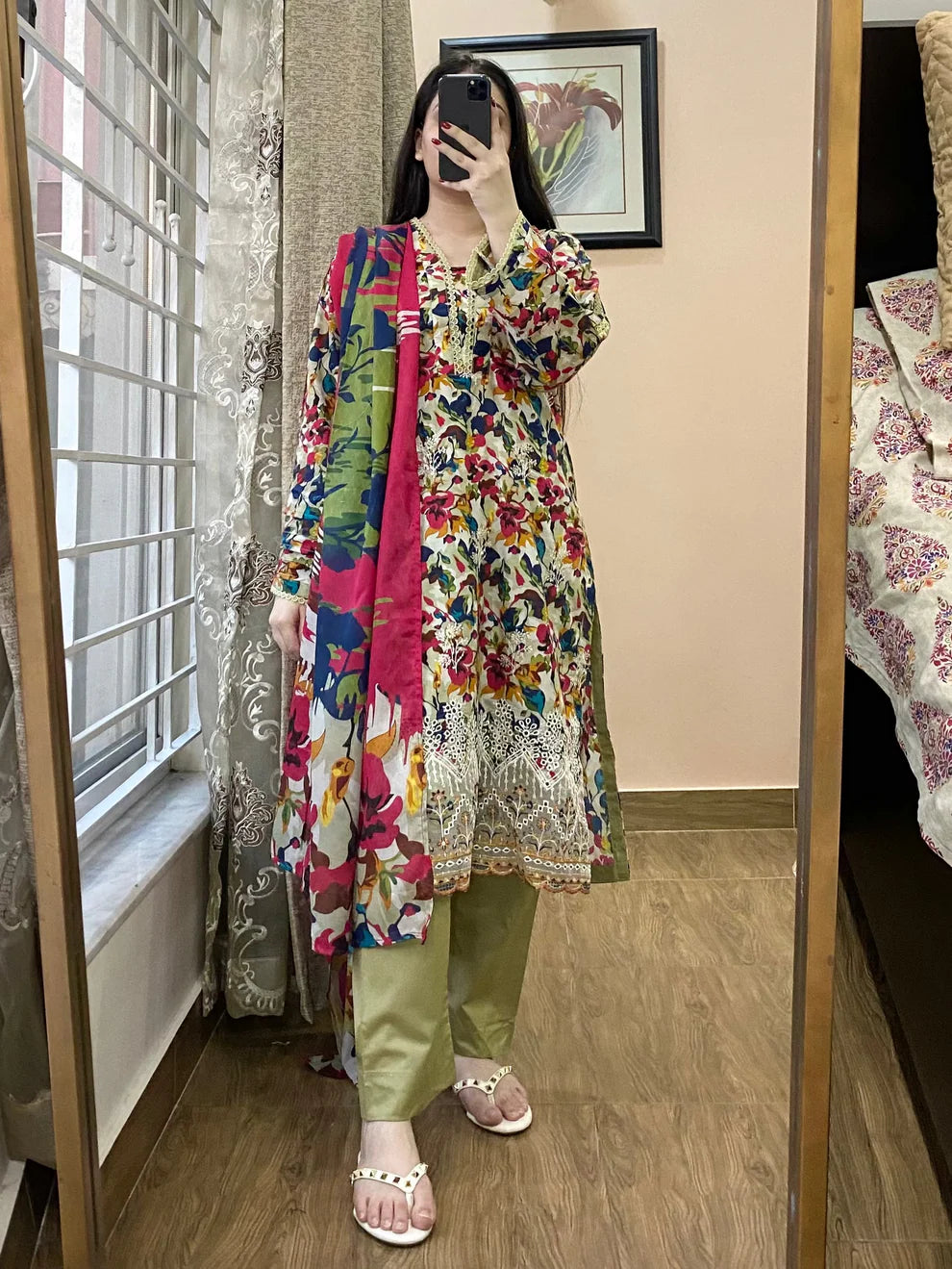 3 Piece-Embroidered Lawn Stitched Dress -127