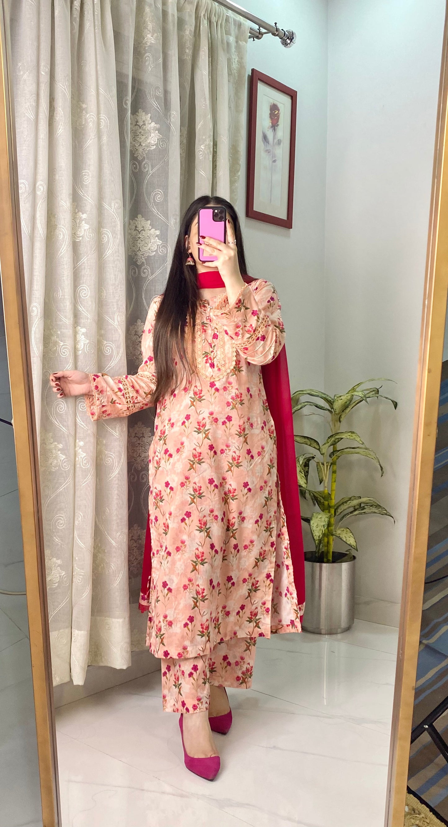 3 Piece -Pure Lawn Stitched Dress - 124