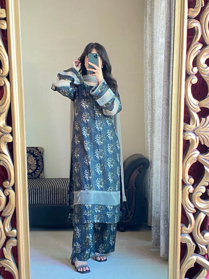 3 Piece - Lawn Printed Stitched Dress - 234