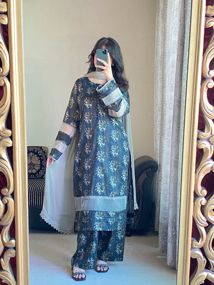 3 Piece - Lawn Printed Stitched Dress - 234