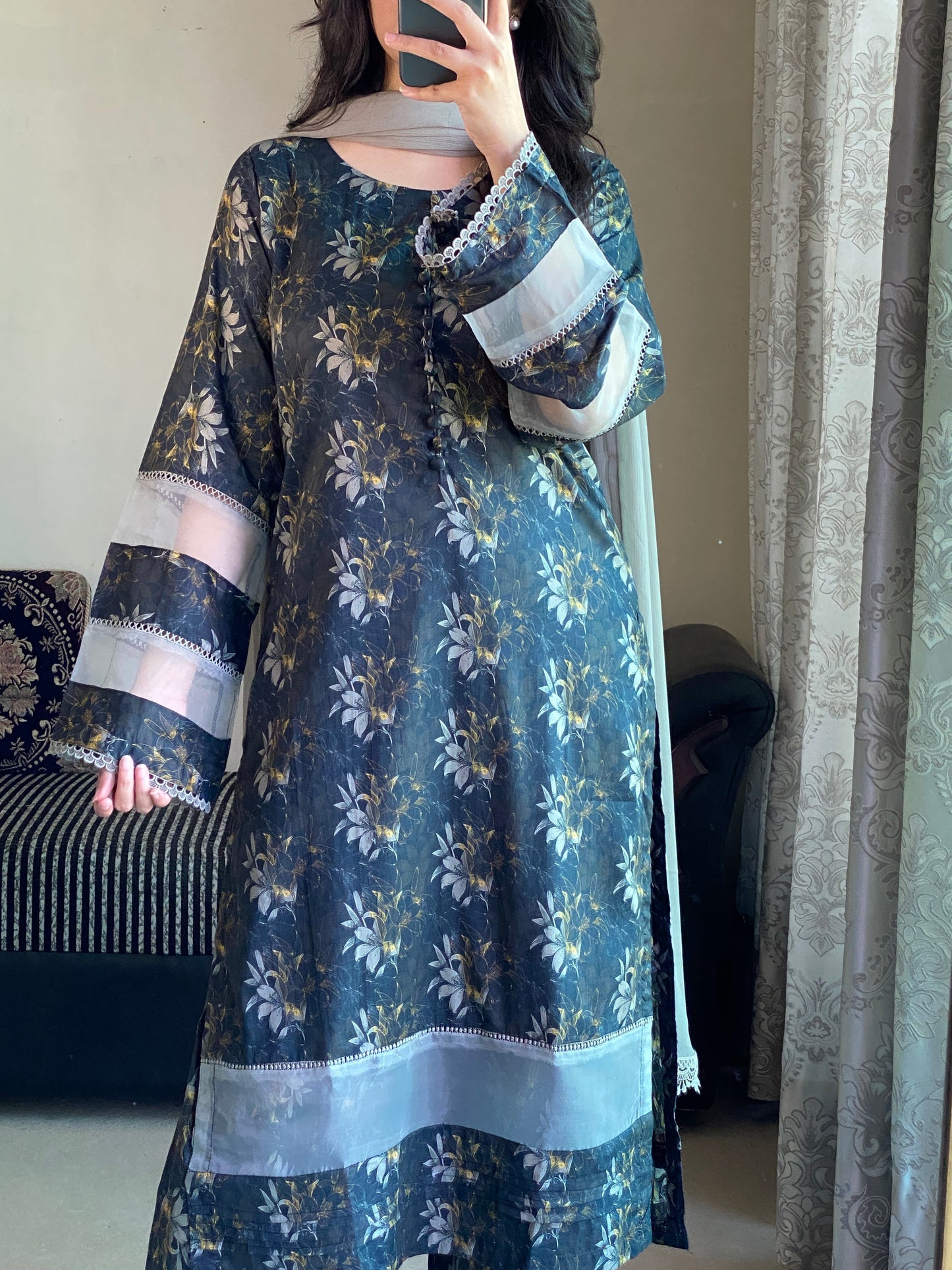 3 Piece - Lawn Printed Stitched Dress - 234