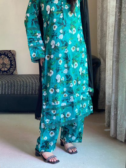 3 Piece - Lawn Printed Stitched Dress -232