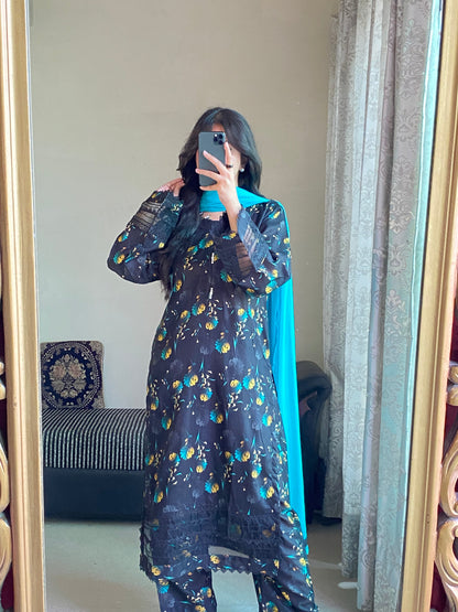 3 Piece - Lawn Printed Stitched Dress - 236