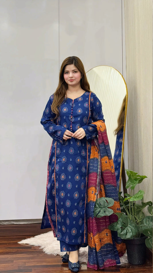 3 Piece - Printed Lawn Stitched Suit-296