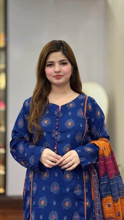 3 Piece - Printed Lawn Stitched Suit-296