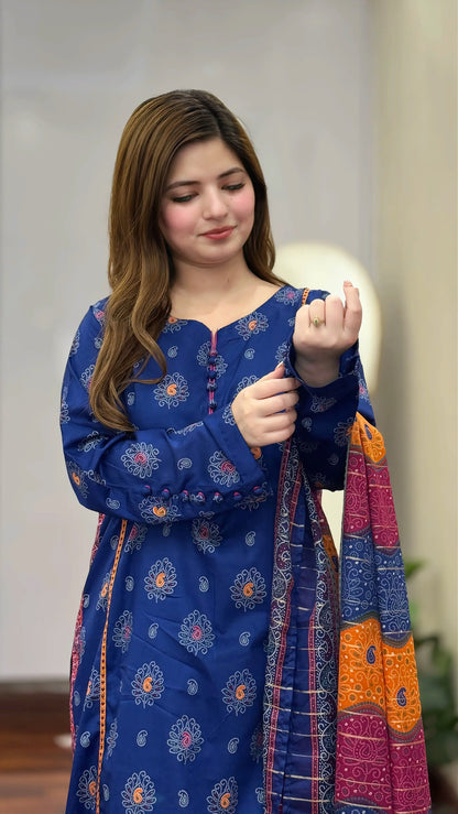 3 Piece - Printed Lawn Stitched Suit-296