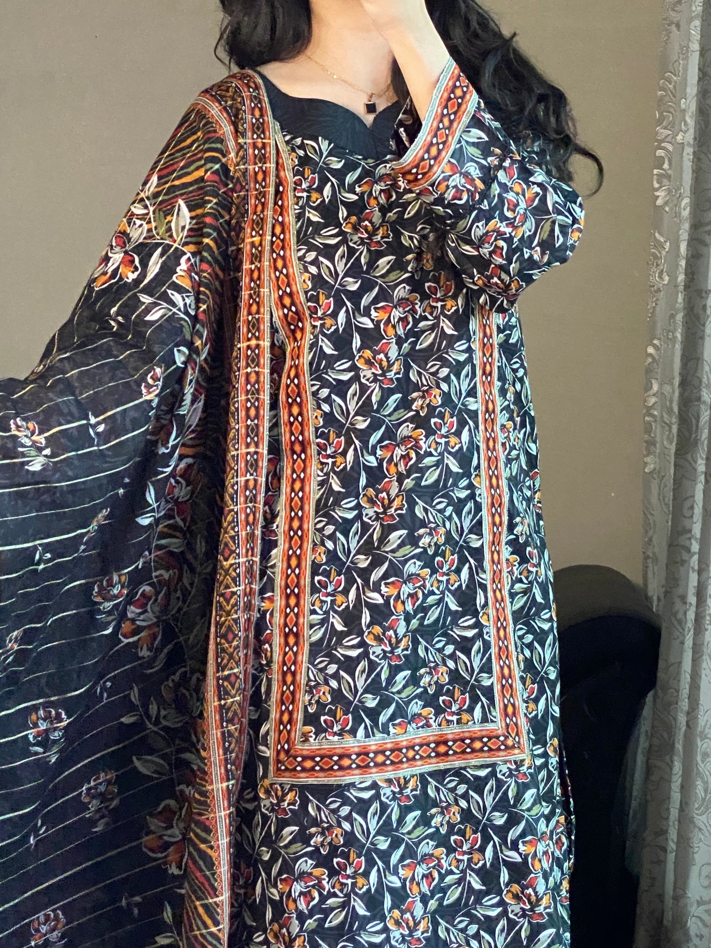 3 Piece-Pure Lawn Printed Stitched Dress - 093
