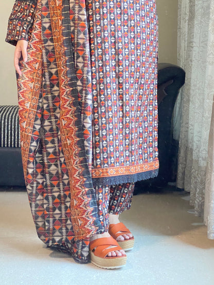 3 Piece -Pure Lawn Stitched Dress - 127