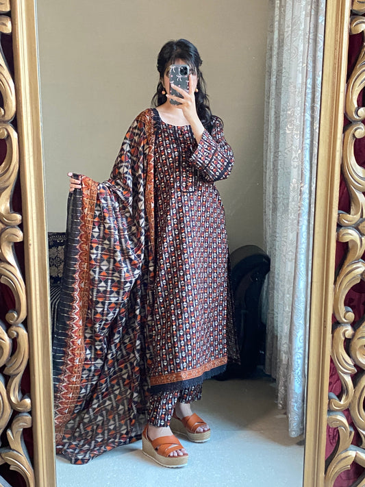 3 Piece -Pure Lawn Stitched Dress - 127