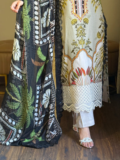 3 Piece - Embroidered Pure Lawn Suit-271