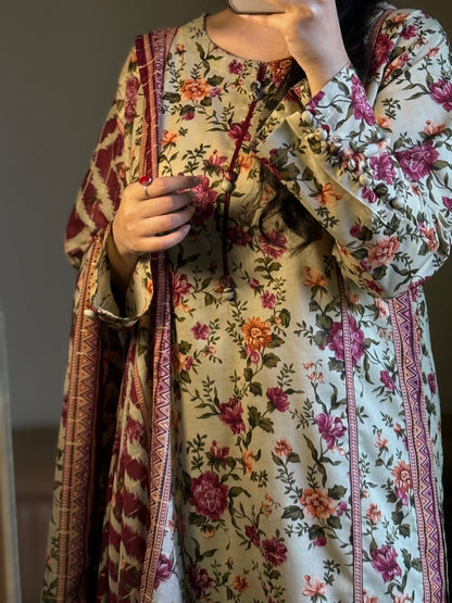 3 Piece - Printed Lawn Stitched Suit-254-B
