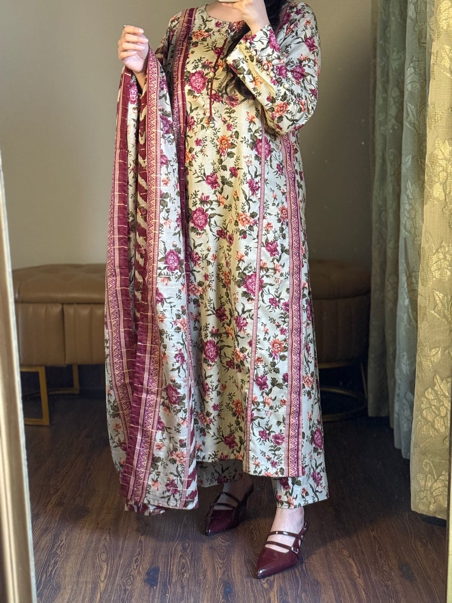 3 Piece - Printed Lawn Stitched Suit-254-B