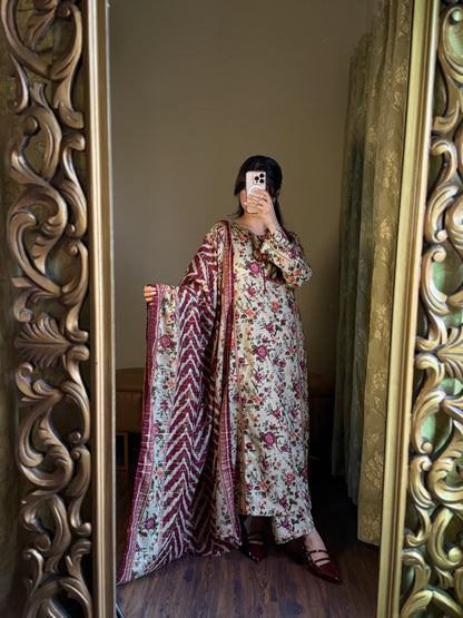 3 Piece - Printed Lawn Stitched Suit-254-B