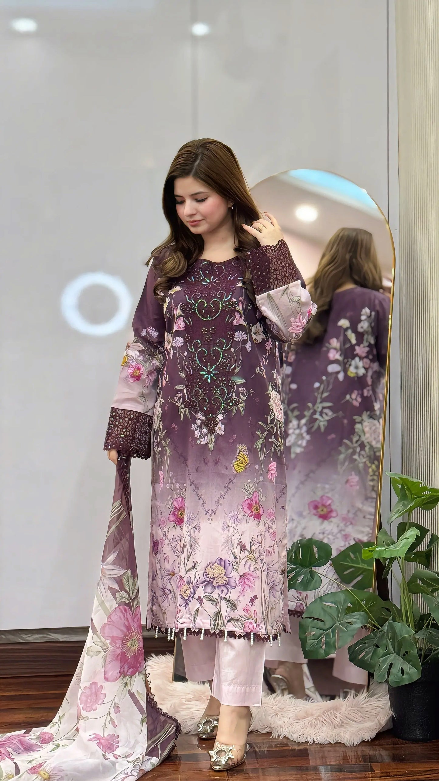 3 Piece - Embroidered Pure Lawn Suit-273