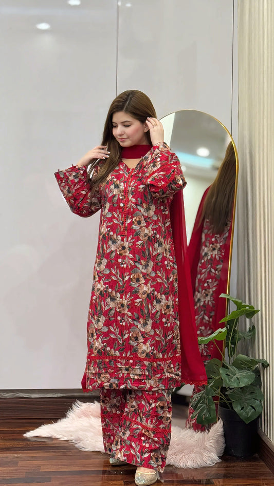 3-Piece Lawn Stitched Dress - 250