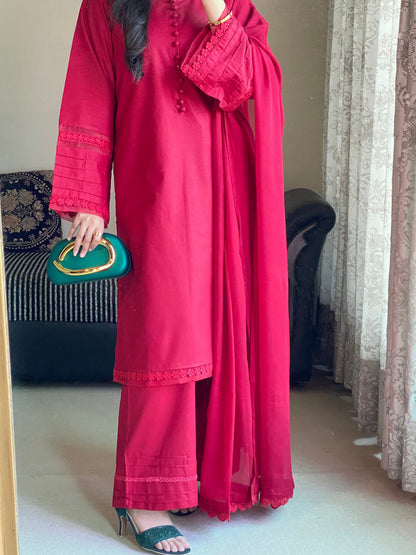 3-Piece Plain Khaddar Stitched Suit-215