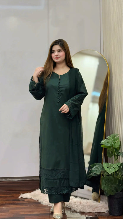 3-Piece Cotton Stitched Suit-297