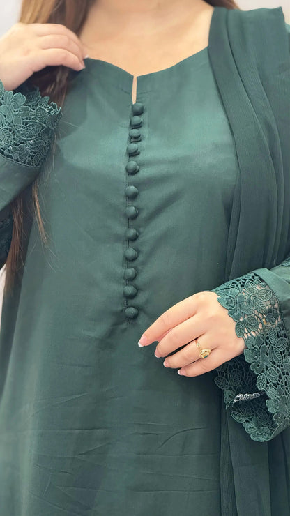 3-Piece Cotton Stitched Suit-297