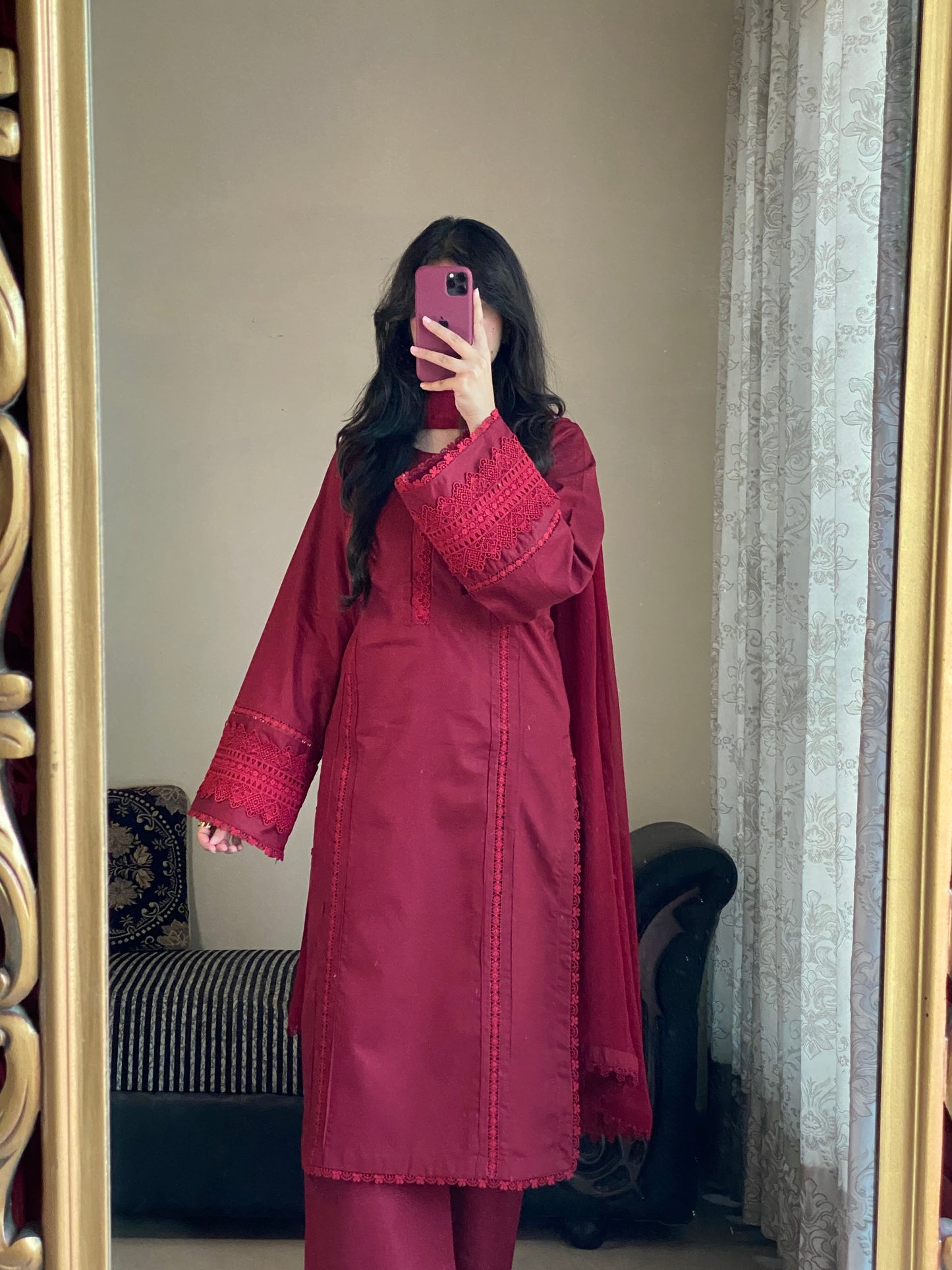 3-Piece Cambric Lawn Cotton Stitched Suit-221