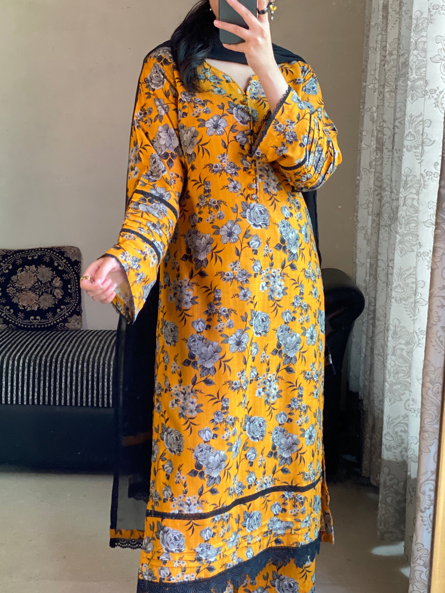 3-Pc Premium Cambric Dobby Cotton Stitched-058