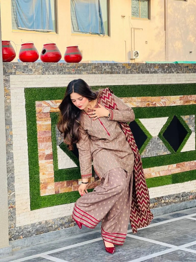 3-Piece Premium Lawn Stitched Dress-240