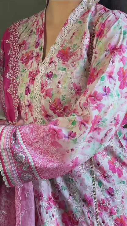 3 Piece-Embroided Lawn Stitched Dress -260