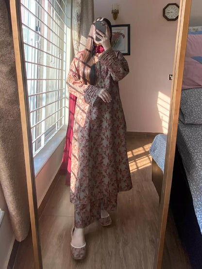 3 Piece- Pure Cotton Lawn Stitched Dress -244